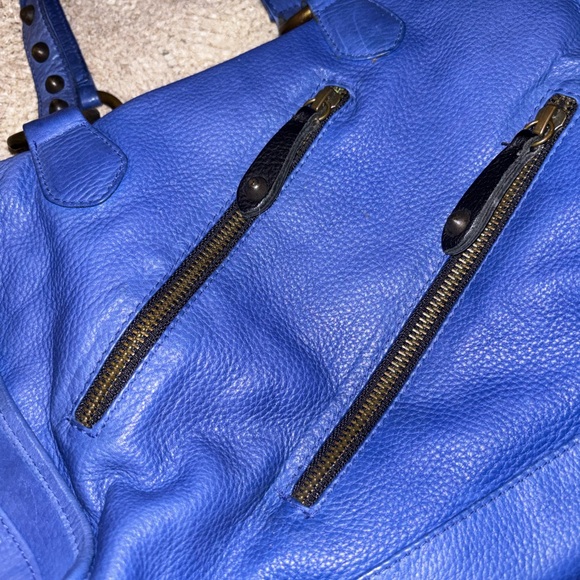 Betsey Johnson Queen of the Night Electric Blue Studded Leather Satchel Handbag - Picture 2 of 11